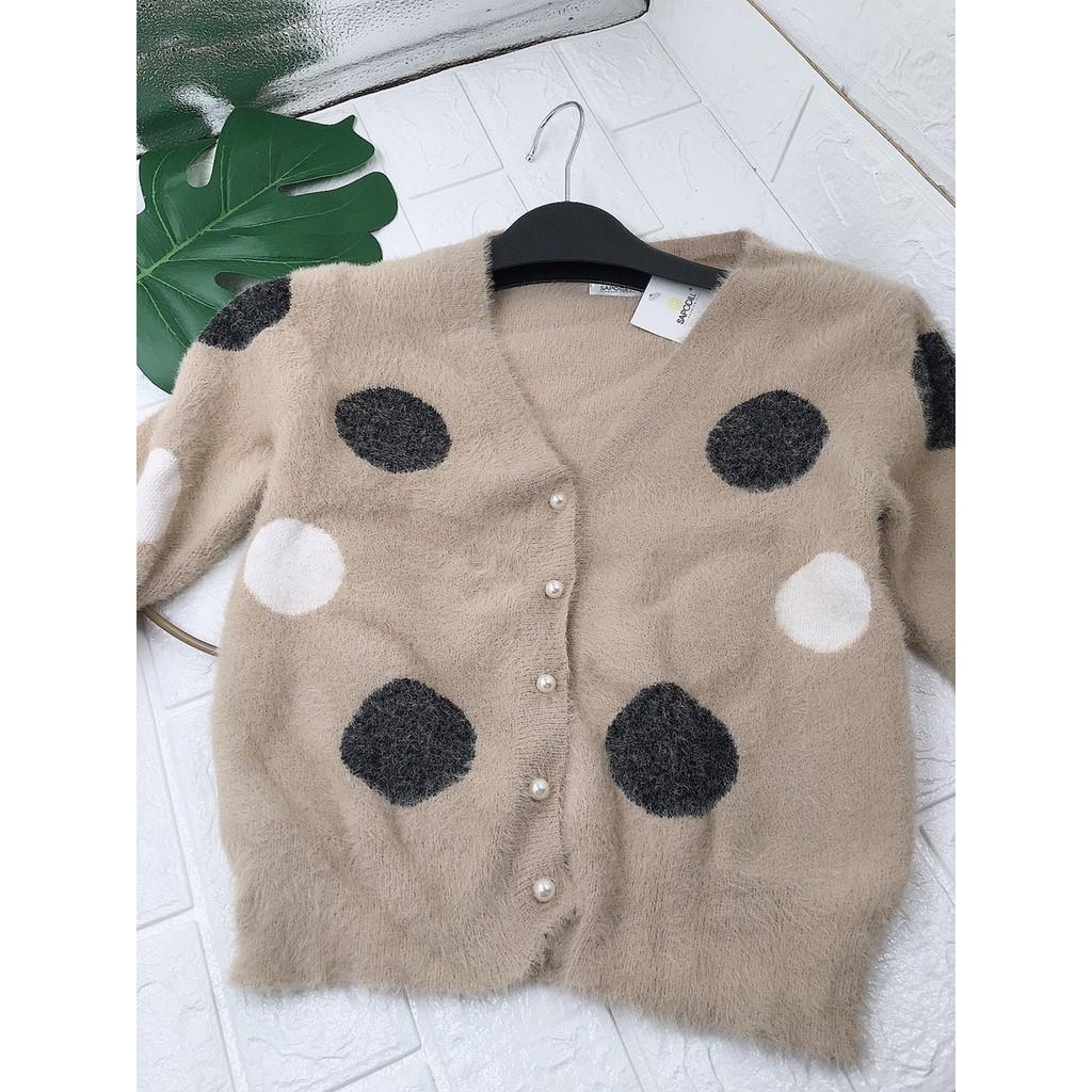 Áo len cardigan lông cho bé gái ảnh thật 100%