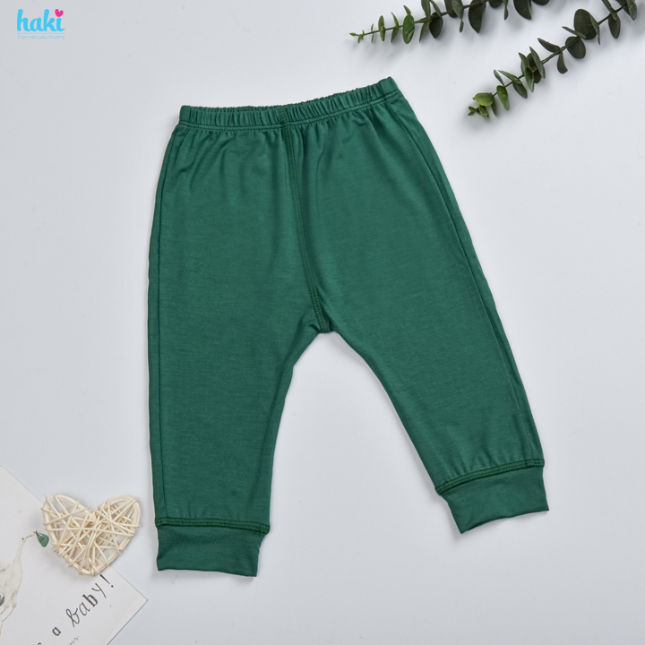 Bộ quần áo dài tay cài vai phối màu vải tre cao cấp BB042; bộ dài tay cho bé trai bé gái chất liệu Bamboo siêu mềm mịn HAKI
