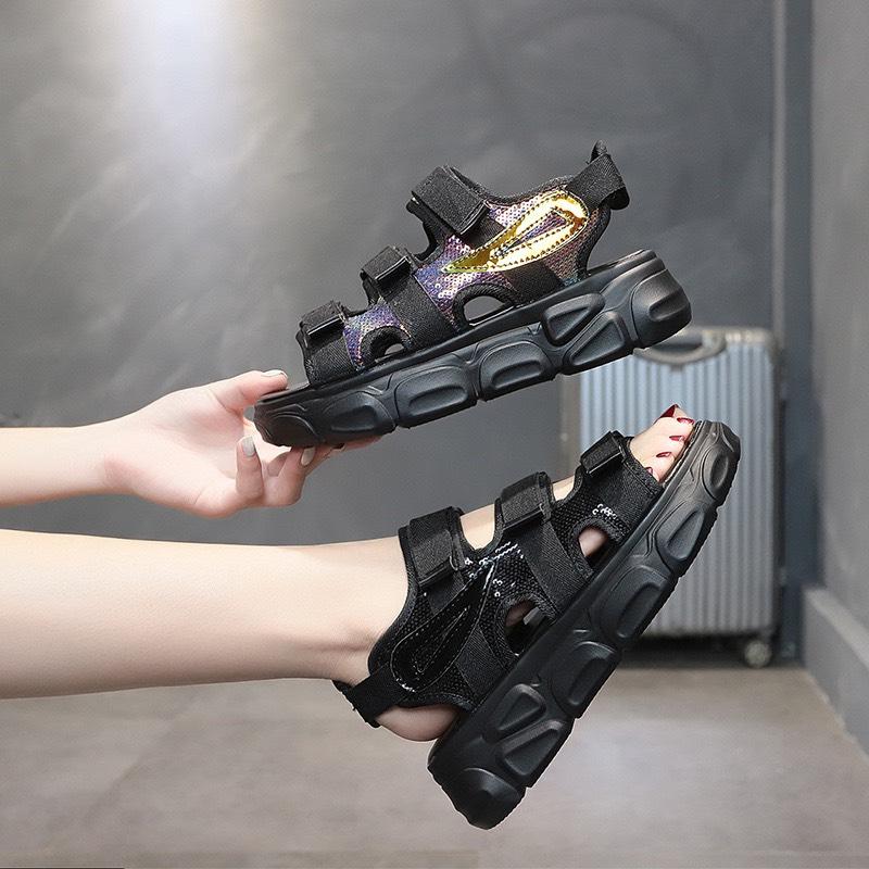 Sandal nữ 3 quai ngang đen có quai hậu sau sandal ulzzang đi học mã GSN10