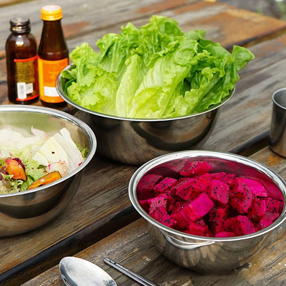 Bộ 5 Đồng Hồ Thép Không Gỉ Trộn Bát Bộ Không Trượt Làm Tổ Chống Rỉ Sét Đánh Bát Bộ Nấu Nướng Bát Tròn nhà Bếp Cung Cấp