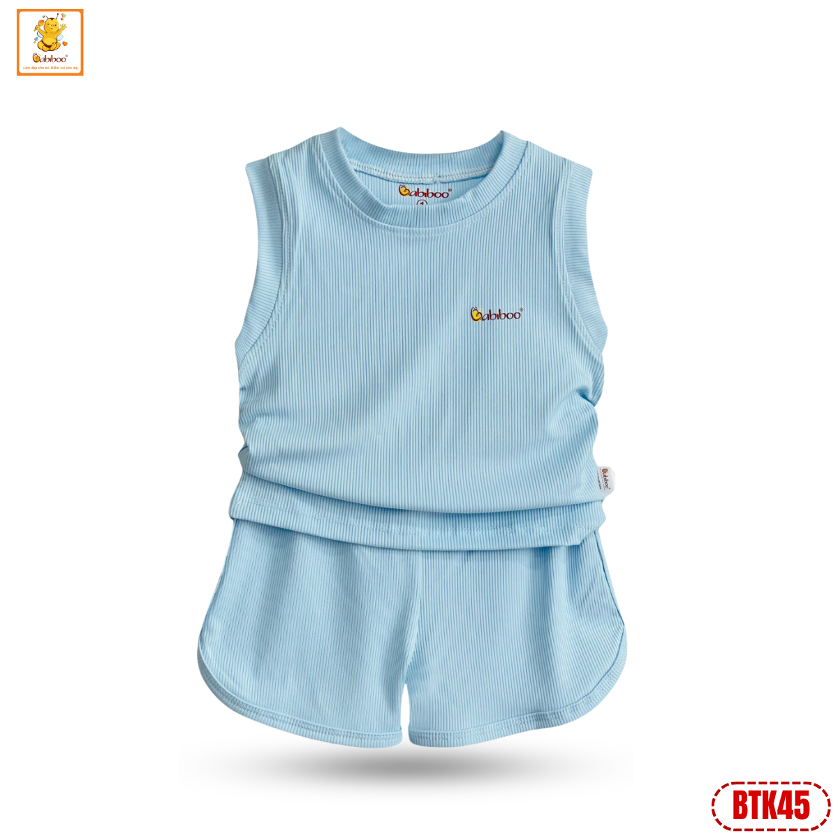 Đồ bộ bé trai Babiboo bộ sát nách viscose gân tăm co dãn, mịn mát BTK45