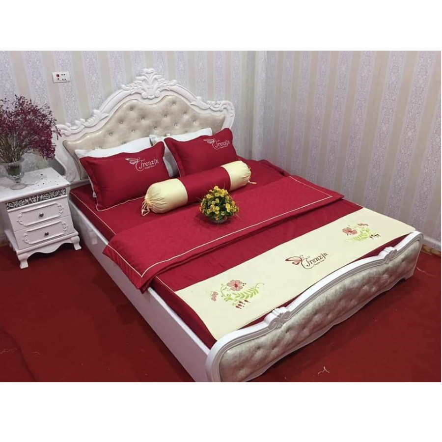 Bộ Ga Gối Xoan Satin Cao Cấp - Bộ 5 Món