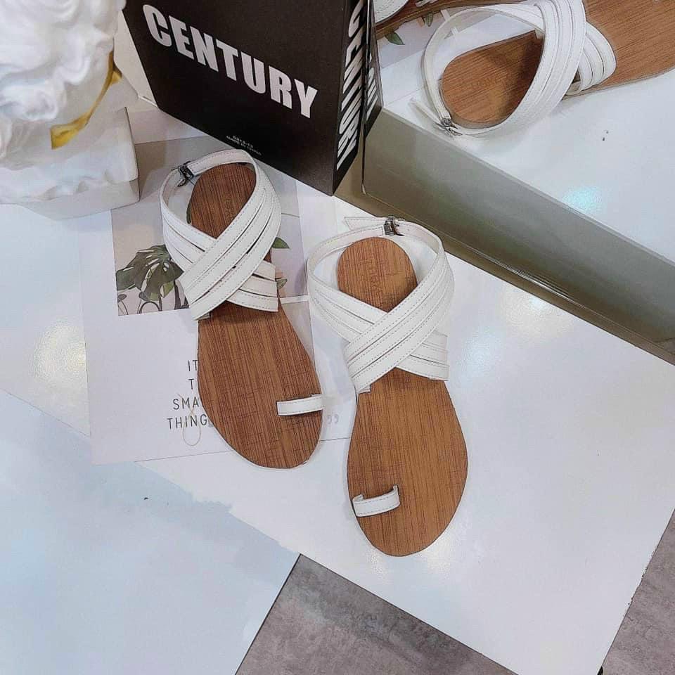 Giày Xăng Đan nữ đế bằng -Giày Sandal Nữ Tiểu Thư đế bệt chiến binh xỏ ngón dây mảnh quai chéo- Sandal Nữ Đế Bằng đi học