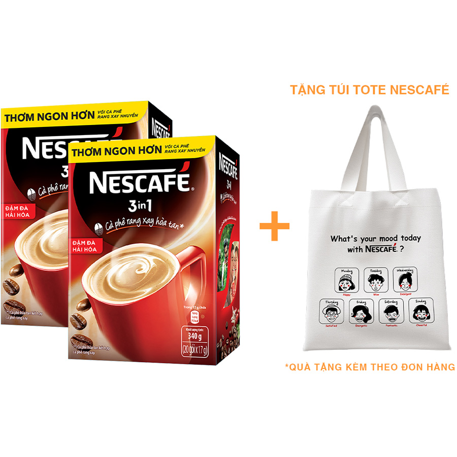 Combo 2 hộp NESCAFÉ 3IN1 Công thức cải tiến - Vị nguyên bản - Hộp 20 gói x 17 g - [Tặng túi tote Nescafé]