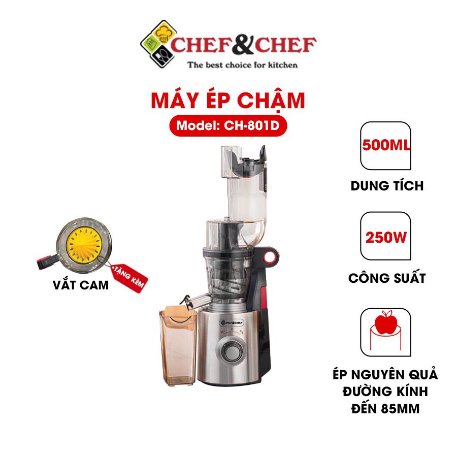 Máy ép chậm 2 trong 1 CH - 801D ép hoa quả nguyên trái, vắt cam