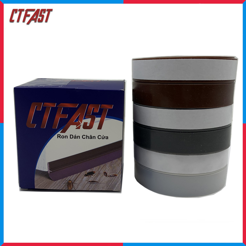 Cuộn 5 Mét Ron Dán Chân Cửa CTFAST Model 2021 Độ Dày Cải Tiến 1,3 mm Ngăn Bụi Bẩn,Ngăn Côn Trùng , Chống Gió Lùa , Chống Ồn - Hàng Chính Hãng