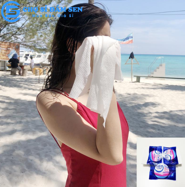 Khăn Tắm Nén. Khăn Du Lịch cotton dùng 1 lần, Khăn Đa Năng Tự Nhiên Thấm Nước Tốt G384-KhanTamNen-Xanh