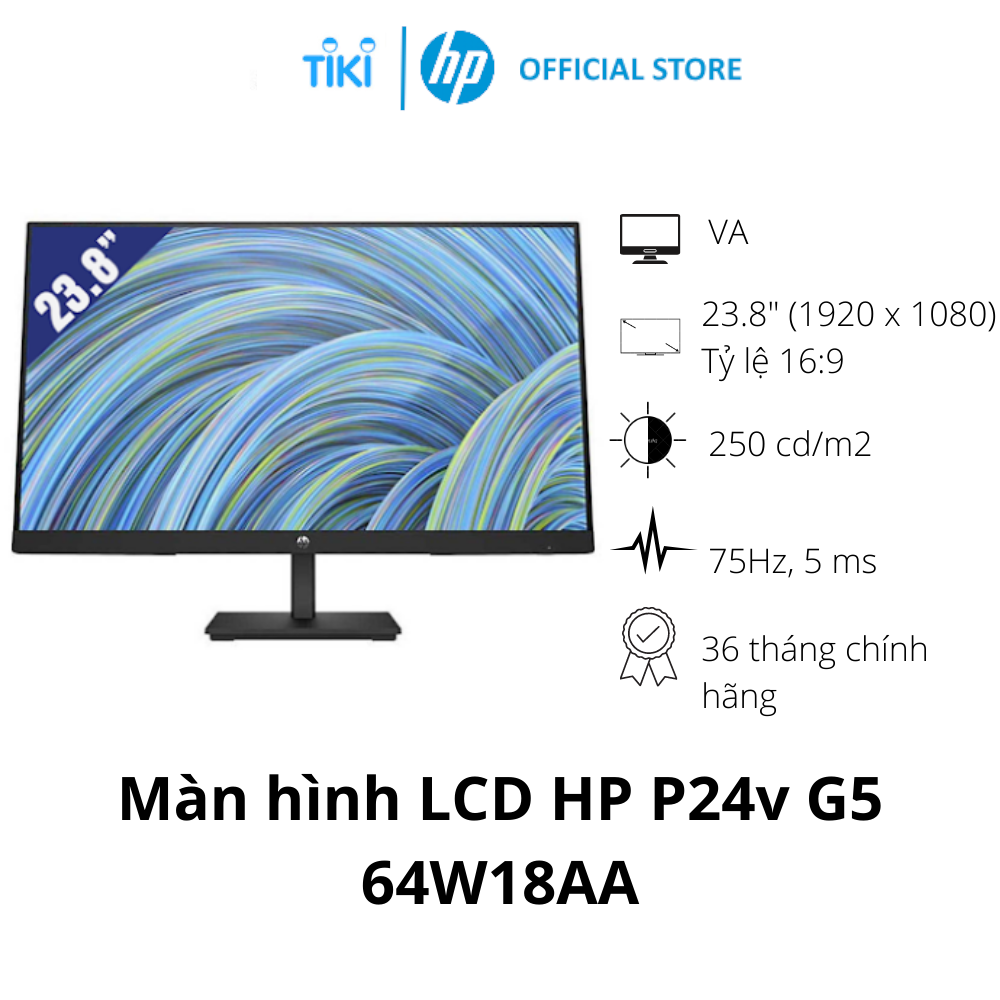 Màn hình HP P24v G5 64W18AA (23.8Inch/ Full HD/ 5ms/ 75HZ/ 250cd/m2/ VA)- Hàng Chính Hãng