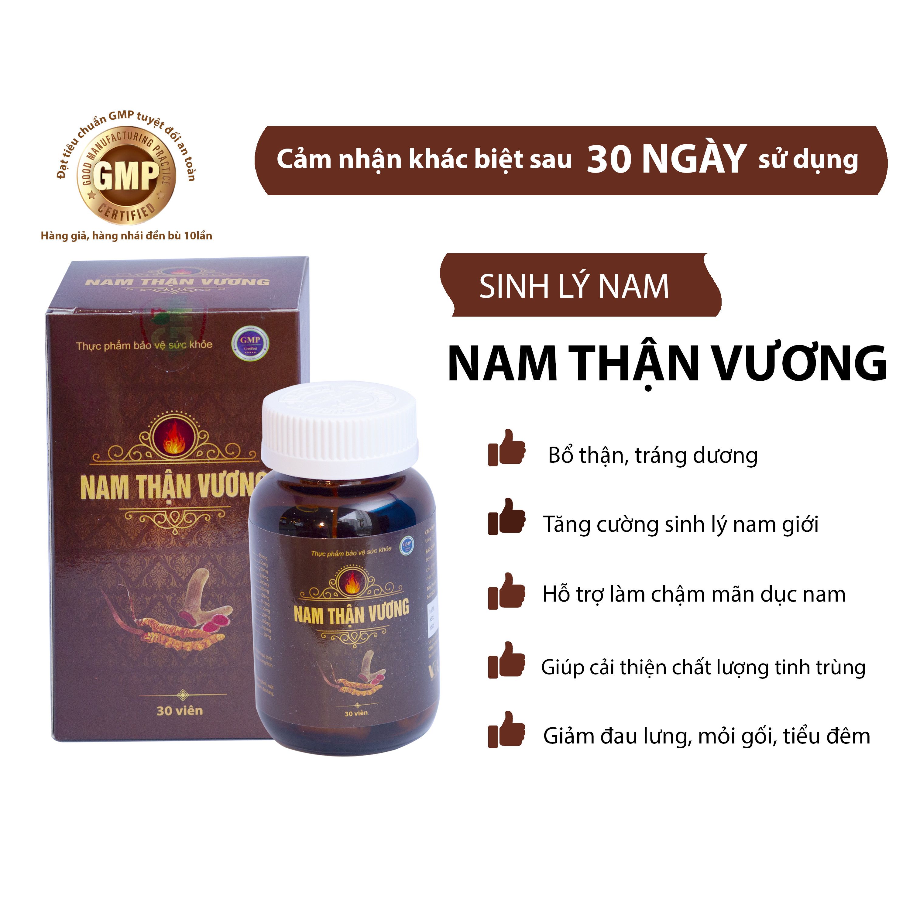 Tăng Cường Sinh Lý NAM THẬN VƯƠNG Bổ Thận Tráng Dương, Tăng Cường Sinh Lực Nam Giới Hỗ Trợ Tình Trạng Xuất Tinh Sớm, Giảm Đau Lưng Mỏi Gối Chậm Mãn Dục 