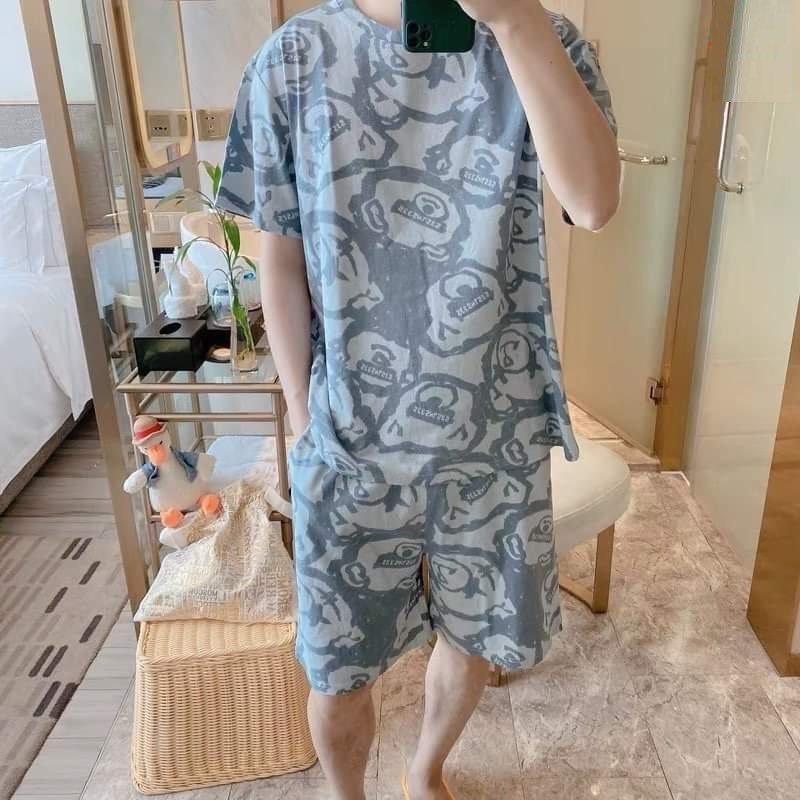 Set gấu xanh senseless unisex  Nana's House - FREESHIP  Bộ áo phông tay lỡ oversize mix quần đùi suông basic