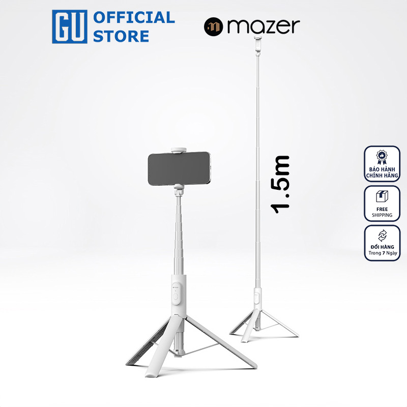 Gậy Chụp Ảnh Mazer Foldafie Extend Dựng Đứng 1.5m Có Kèm Remote Bluetooth Điều Khiển Chụp Từ Xa Hàng Chính Hãng