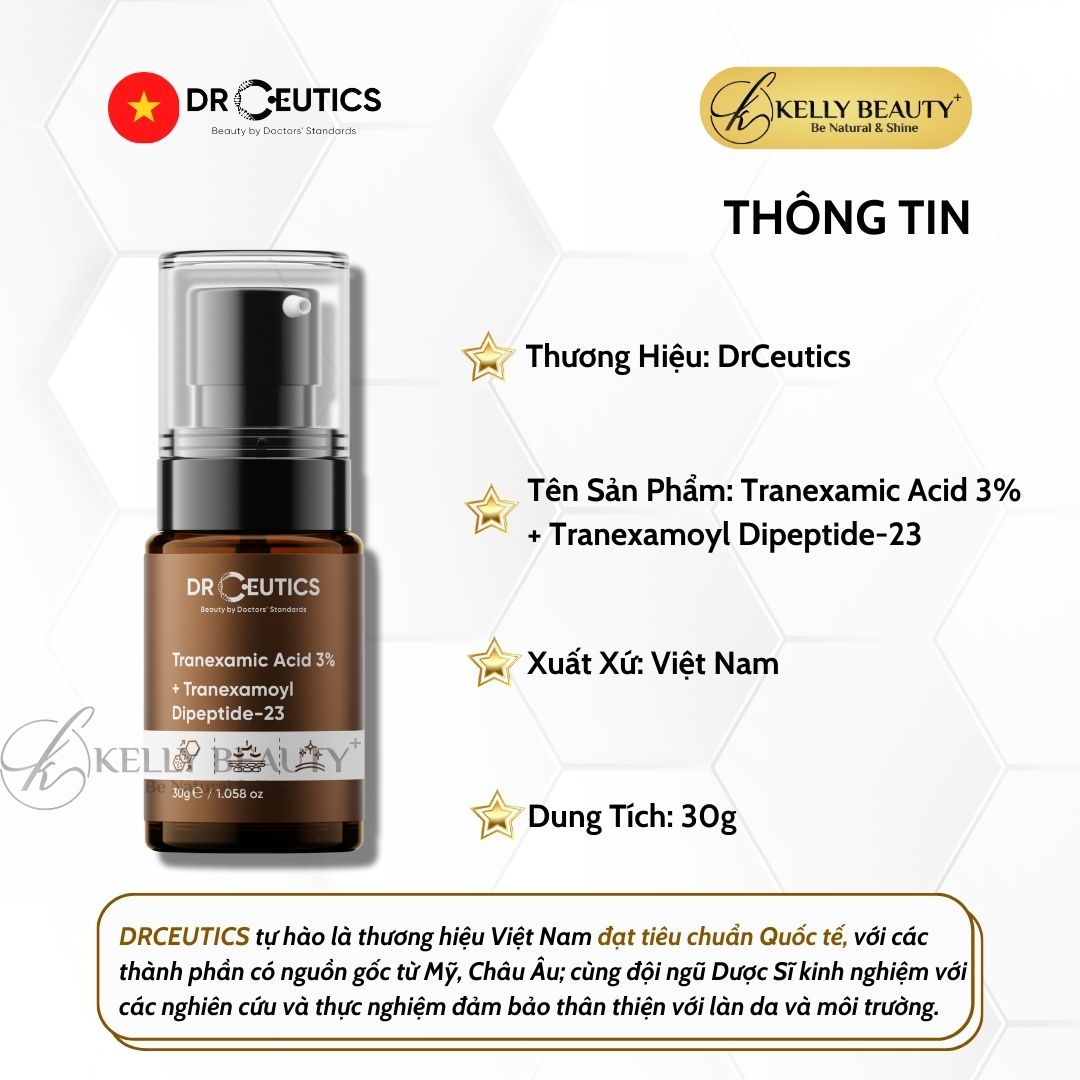 Serum Sáng Da Mờ Sạm Nám DrCeutics Tranexamic Acid 3% + Tranexamoyl Dipeptide-23 | Kelly Beauty