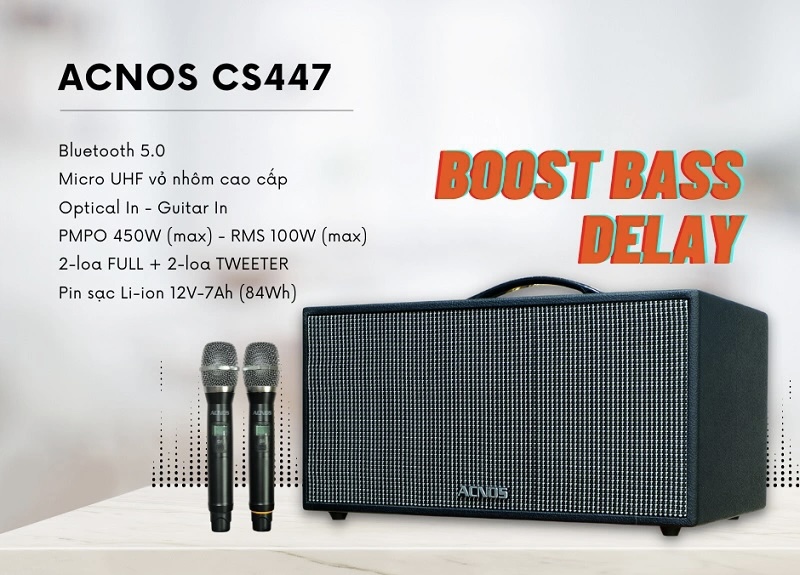 Loa xách tay Acnos CS447 - Loa di động karaoke cao cấp - Hàng chính hãng