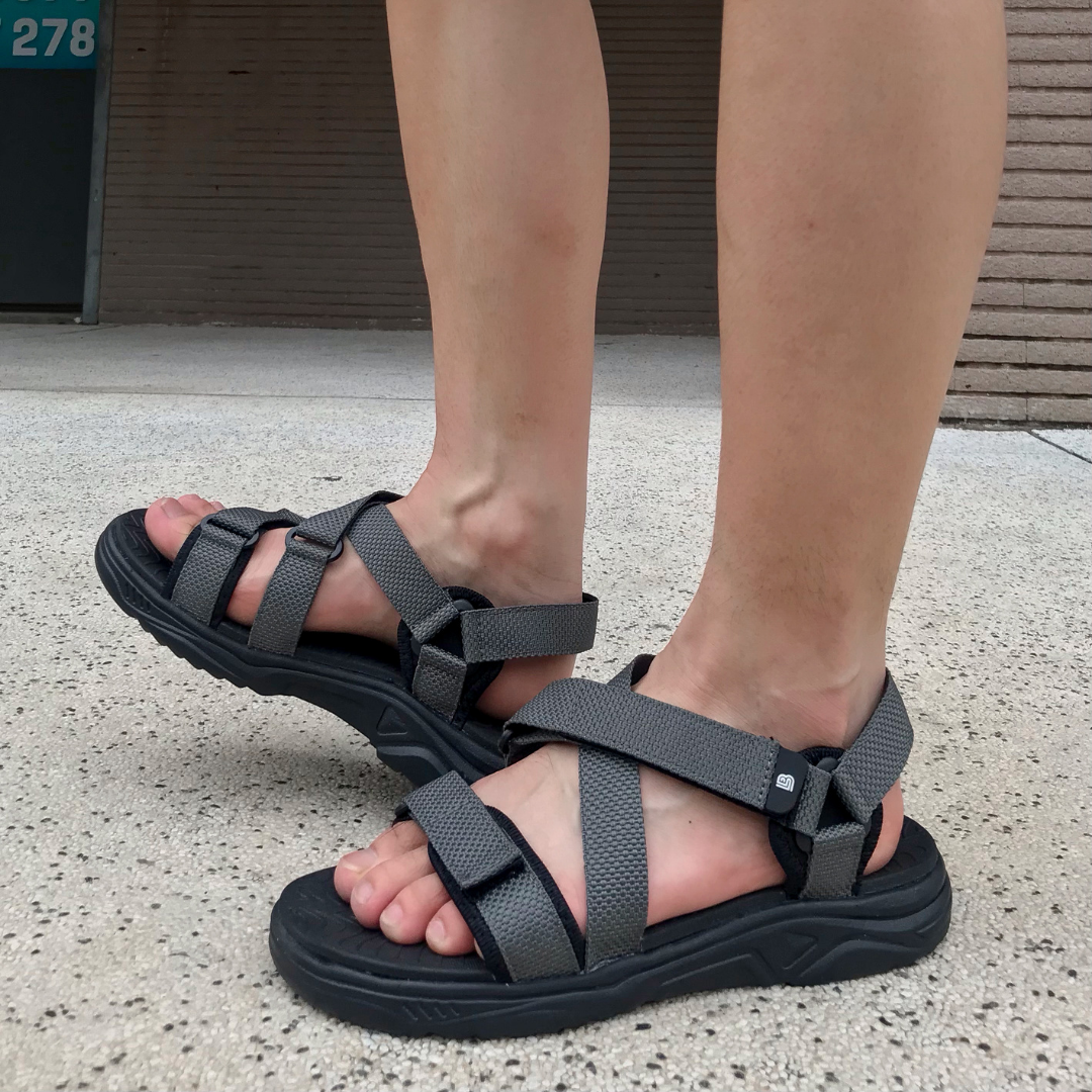 Giày Sandal Nam The Bily Quai Chéo Đôi - Màu Xám BL02X