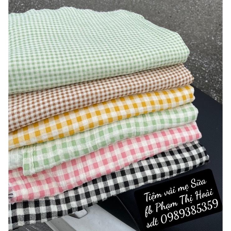 Vải xô muslin cao cấp 2 lớp kẻ caro mềm mịn,thấm hút siêu đỉnh