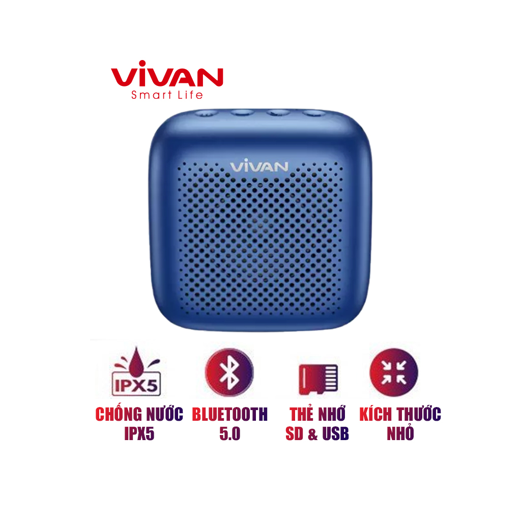 Loa TWS Bluetooth 5.0 VIVAN VS1 – Màu Sắc Hiện Đại, Chống Nước IPX5, Pin 1800mAh, Âm Thanh Sống Động, Hỗ Trợ Thẻ Nhớ SD & USB – HÀNG CHÍNH HÃNG