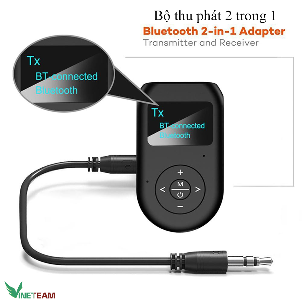 Thiết bị thu phát nhạc không dây VINETTEAM BT11 Bluetooth 5.0 với màn hình hiển thị LCD 3.5mm AUX -hàng chính hãng