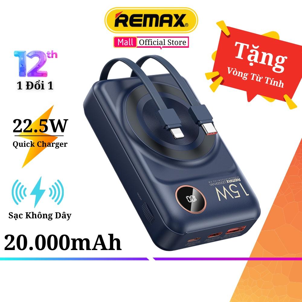 (Tặng Kèm Vòng Từ Tính) - Pin sạc dự phòng không dây kèm cáp 20000mAh 22.5W Remax RPP-519 - Hàng Chính Hãng Remax