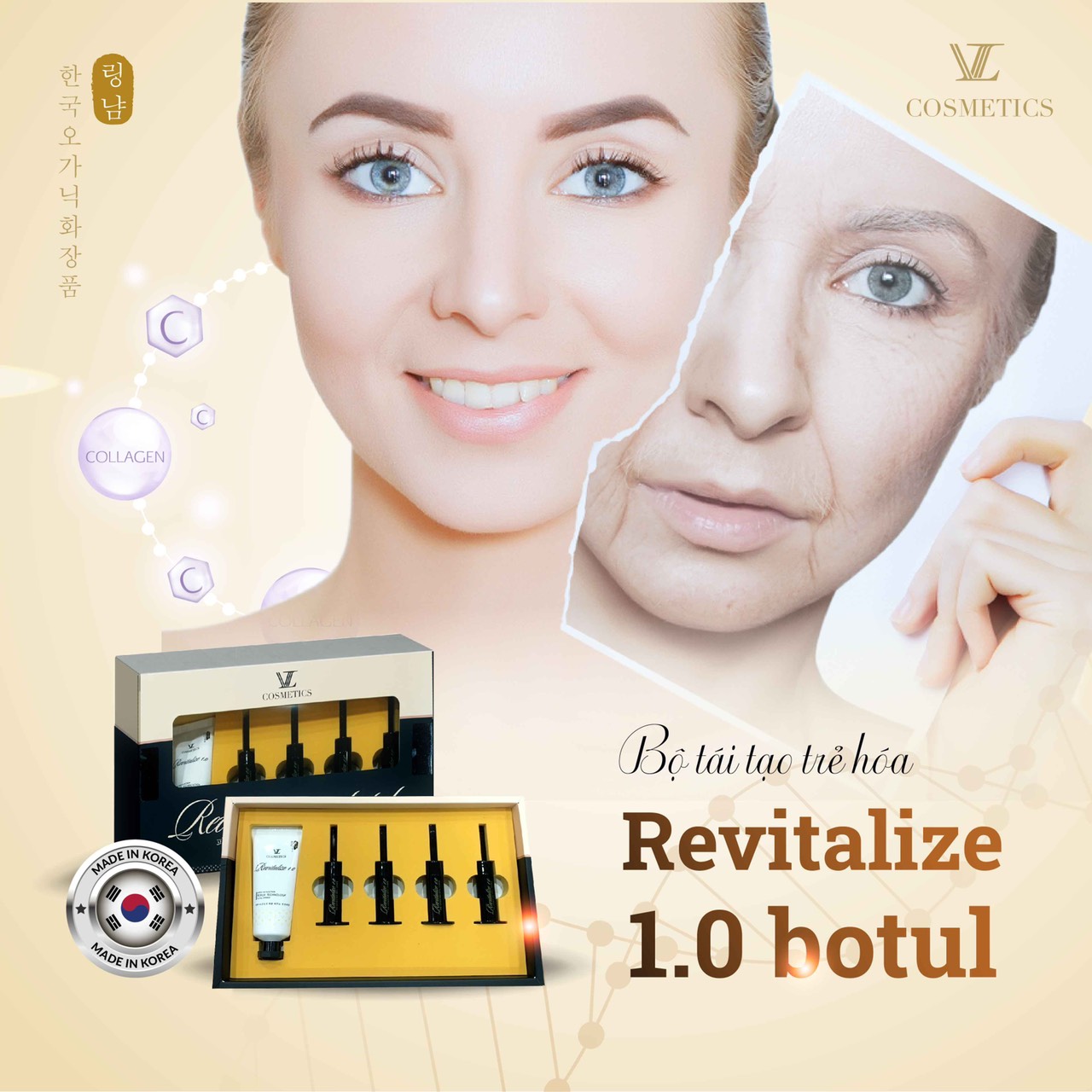 BỘ SIÊU TÁI TẠO NÂNG CƠ TRẺ HÓA Y KHOA, LÀM ĐẦY NẾP NHĂN, CĂNG BÓNG DA TOÀN DIỆN REVITALIZE 1.0 BOTULINUM  (LT LUXURY BOTULINUM AGE REWIND SOLUTION)