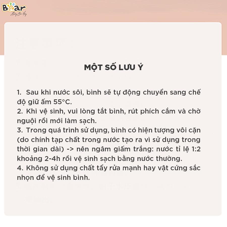 [Hàng Chính Hãng] Bình Thủy Đun Điện Giữ Nhiệt Bear KE-B30V1 – Màu Hồng, tích hợp 11 mức nhiệt và 2 chế độ đun sôi; tính năng khử clo, lớp vỏ bên trong giữ nhiệt, lớp vỏ bên ngoài cách nhiệt; có khóa nước an toàn