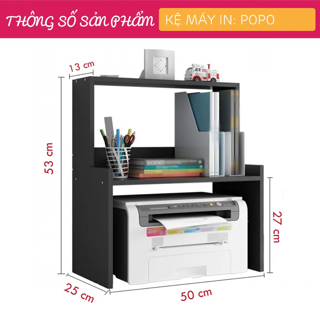 Kệ để máy in gỗ hiện đại SMLIFE Popo | Gỗ MDF dày 17mm chống ẩm | D50xR25xC53cm