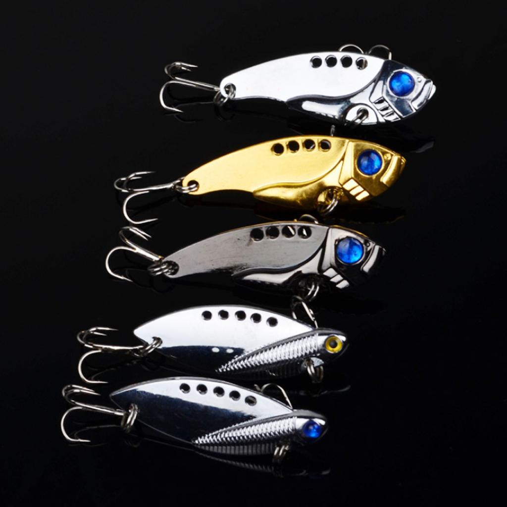 5 Pieces Mixed Colors VIB Spoon Fishing Hard Lure Bass Crank Bait Vibration Fishing Tackle Tools Artificial Bait