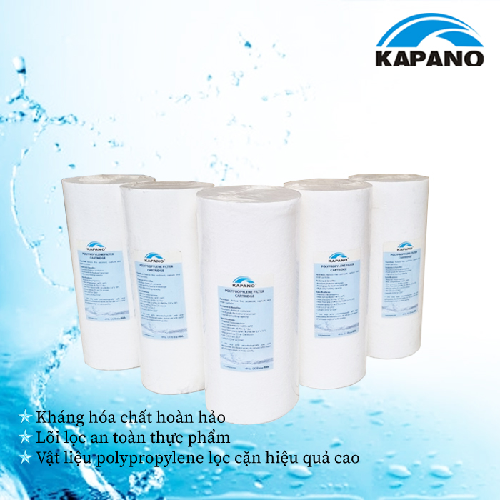 Lõi lọc cặn Polypropylene (PP) 5 micron 10″ béo Kapano