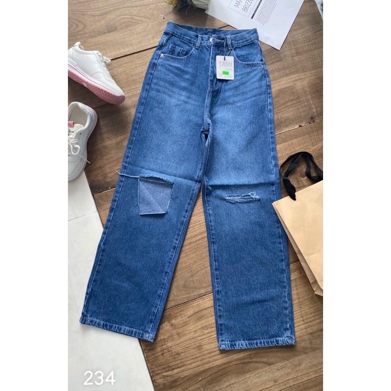 Quần Baggy JEANS cạp cao ống suông