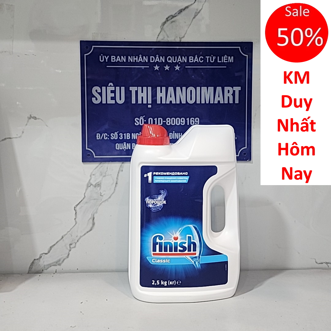 Bột Rửa Chén Bát Hương Chanh Finish Classic Power Powder Lemon Sparkle chai 2.5 kg