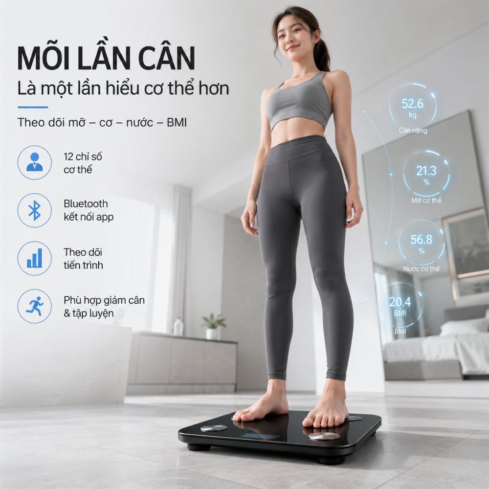 CÂN ĐIỆN TỬ THÔNG MINH KACHI MK447 - hàng chính hãng