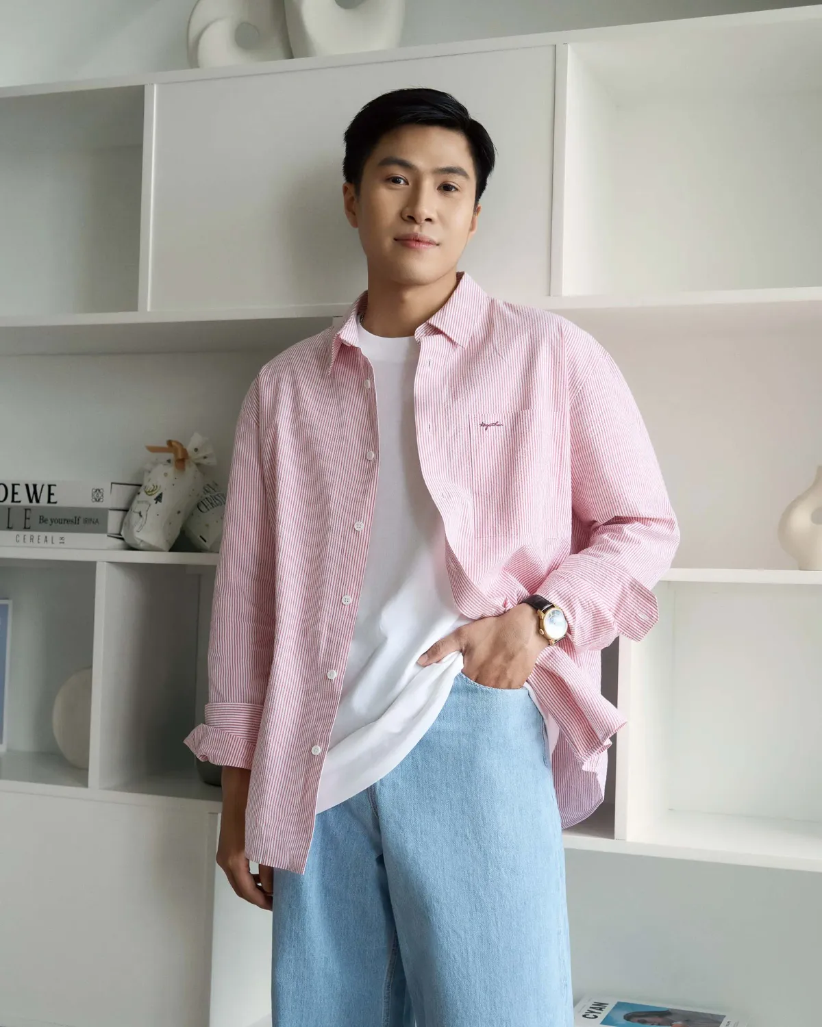 Áo Sơ Mi Nam Kẻ Sọc Họa Tiết Thêu Form Loose - ROUTINE 10F24SHL011 | ROUTINE CÀ MAU