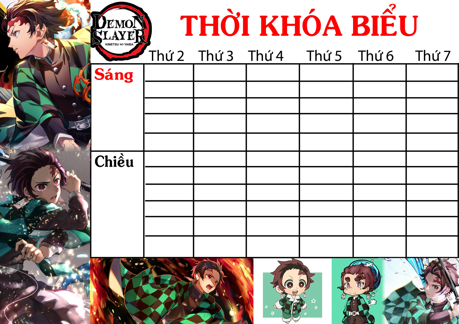 COMBO 5 THỜI KHOÁ BIỂU Kimetsu no Yaiba nhiều mẫu khasc nhau 15x21cm