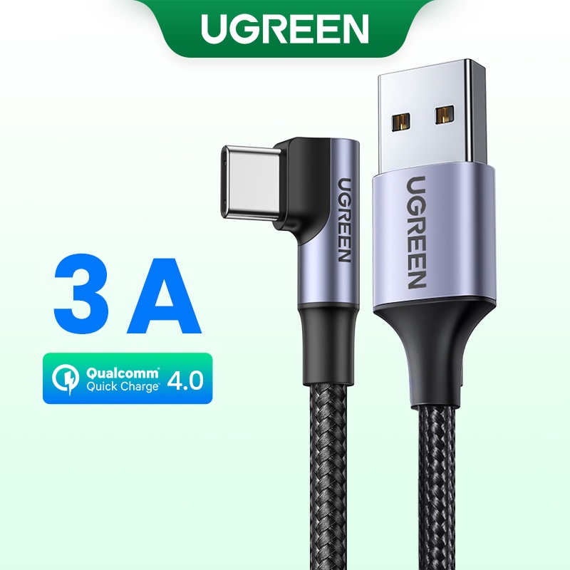 Cáp dữ liệu USB 2.0 sang USB Type-C bẻ góc truyền dữ liệu giữa máy tính và điện thoại dài 2M Ugreen hàng chính hãng