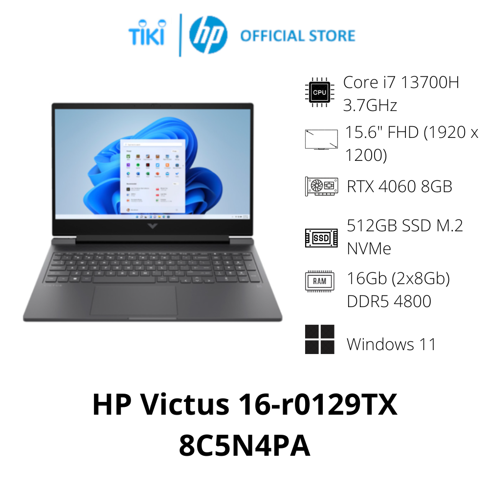 Laptop Gaming HP Victus 16-r0129TX 8C5N4PA (i7-13700H | 16GB | 512GB | GeForce RTX™ 3050 6GB | 16.1' FHD 144Hz | Win 11) - Hàng Chính Hãng