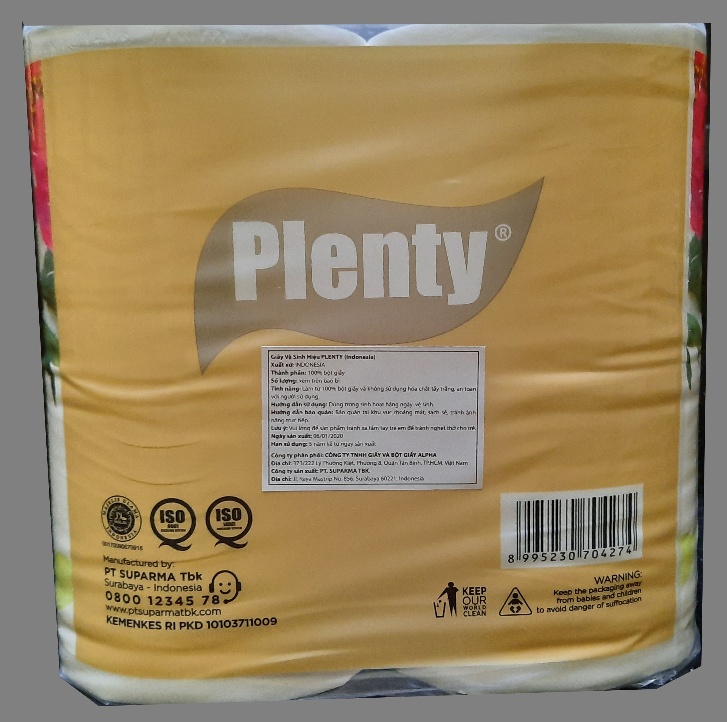 4 Cuộn Giấy vệ sinh cao cấp PLENTY 3 Lớp 280 Tờ/cuộn