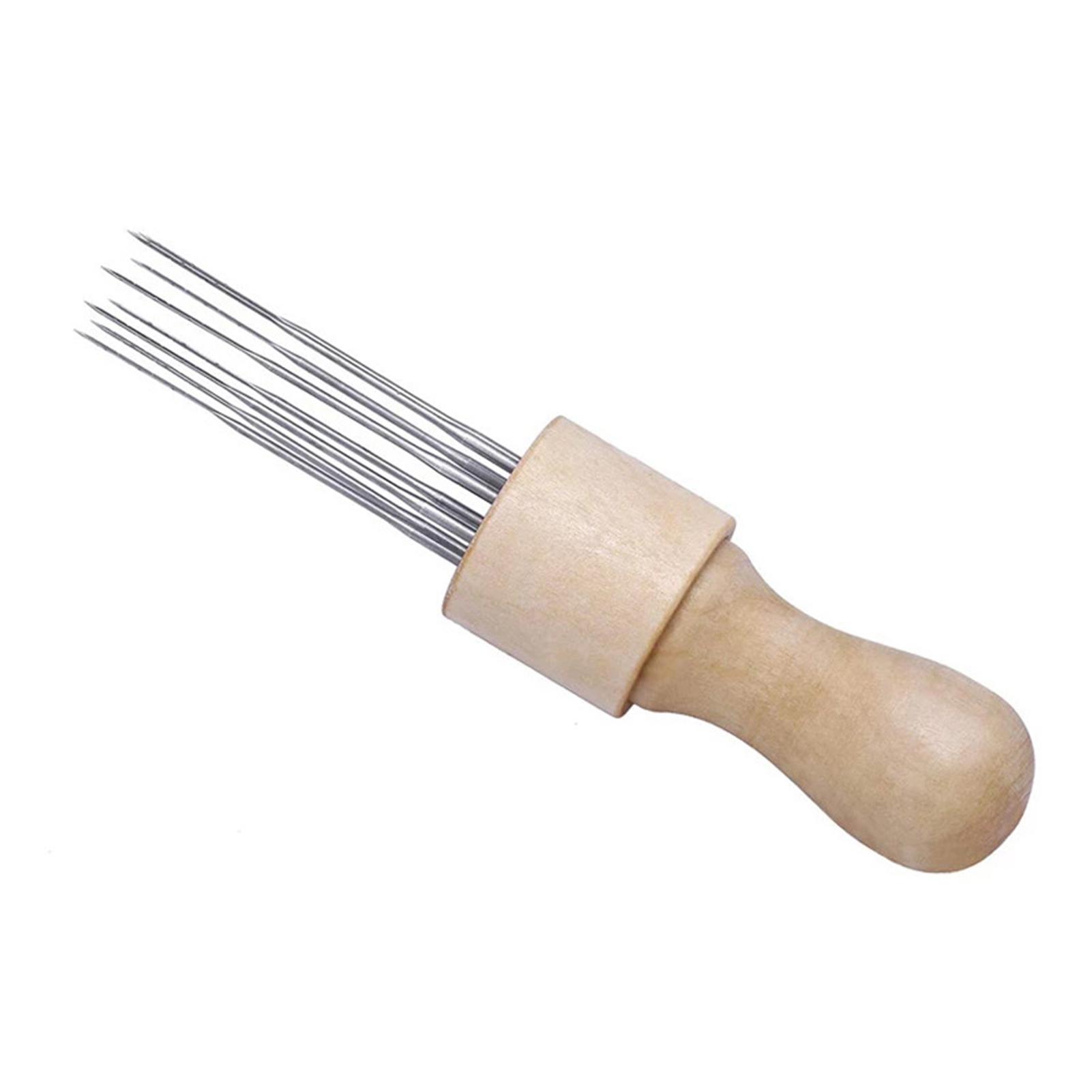 Bộ dụng cụ đan vải nỉ bao gồm kim dùi cán gỗ kéo cắt sợi tự làm thủ công