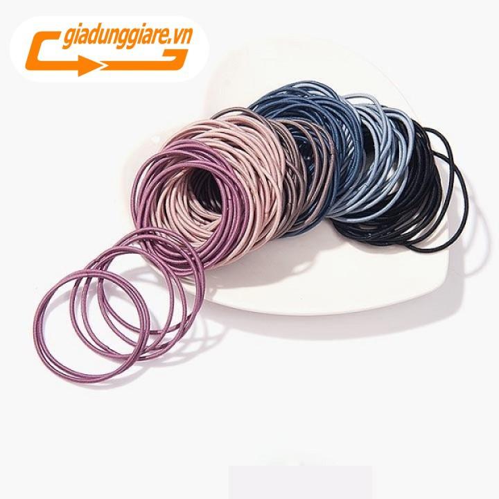 Set 100 Thun buộc tóc, dây cột tóc phong cách Hàn Quốc