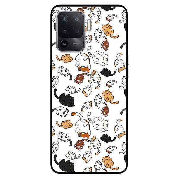 Ốp lưng dành cho Oppo A54 - A74 - A94 - A15 / A15s mẫu Họa Tiết Mèo Nền Trắng