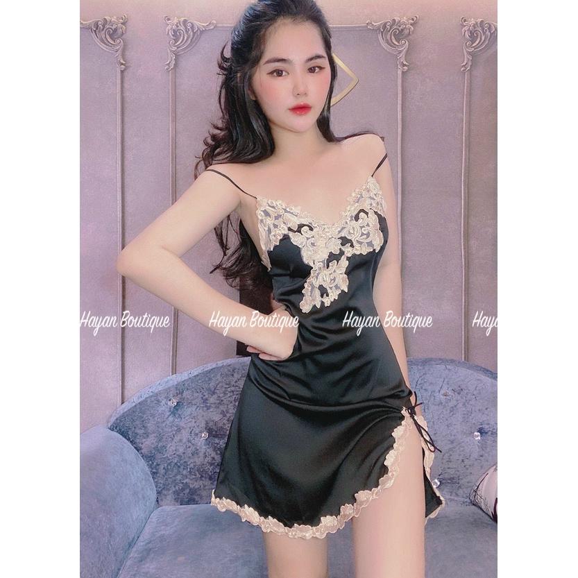 Váy ngủ sexy viền hoa nổi, đầm ngủ gợi cảm #HT130