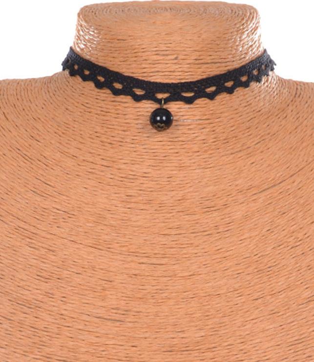 Vòng cổ choker tattoo V69 ren đen đính hạt