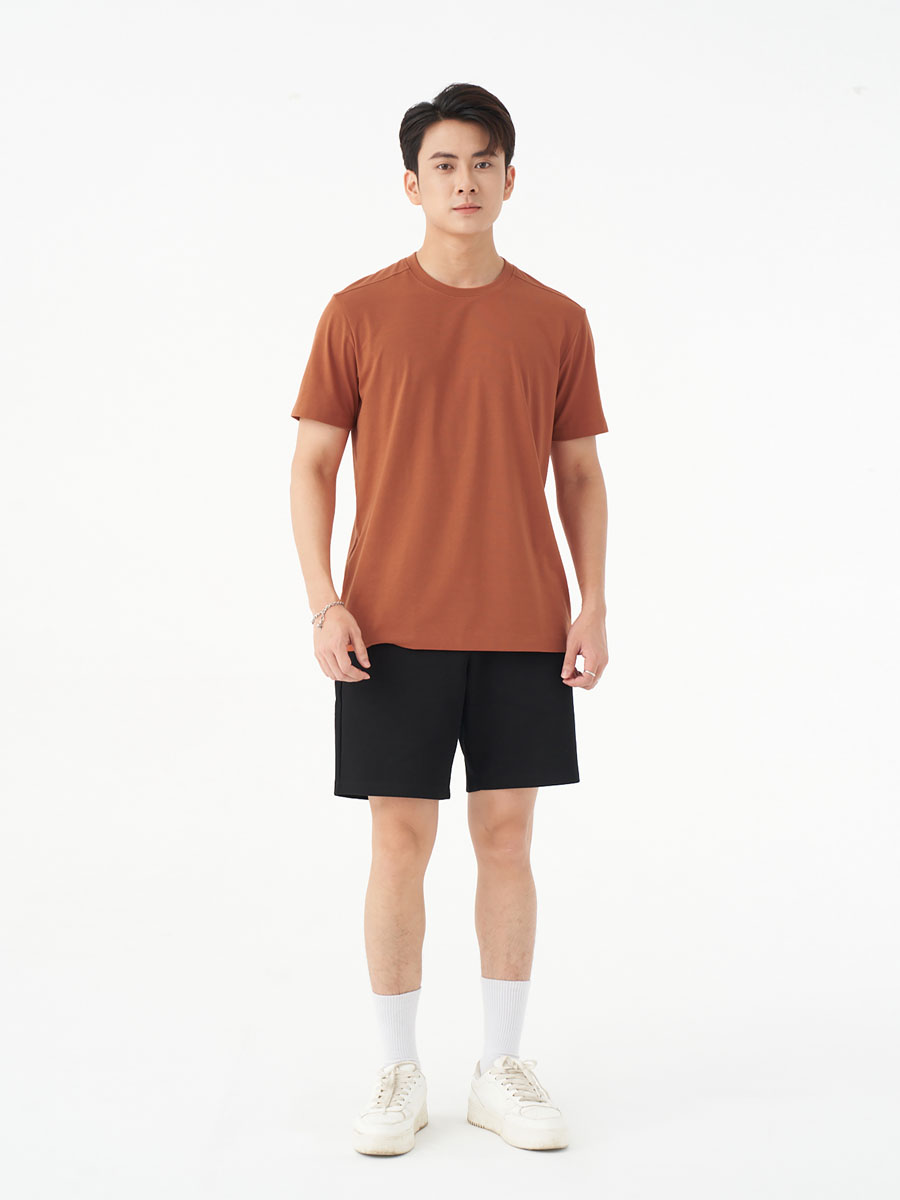 Áo Thun Nam MIND Tay Ngắn Cổ Tròn 5S FASHION, Trơn Basic,Tay In Chữ Nổi Bật, Dễ Mặc (ATS24031)