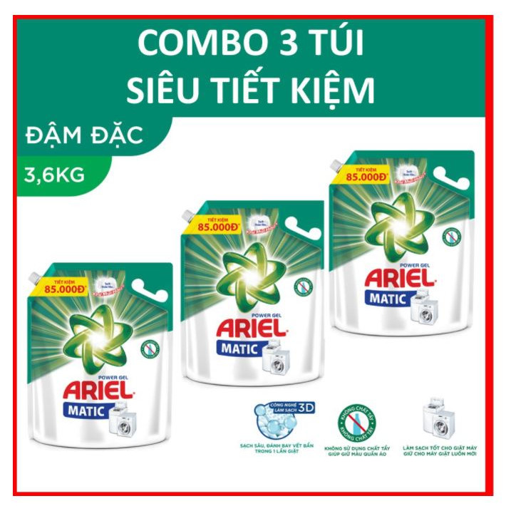 Hình ảnh COMBO 3 túi nước giặt Ariel Nắng mai 3.6kg