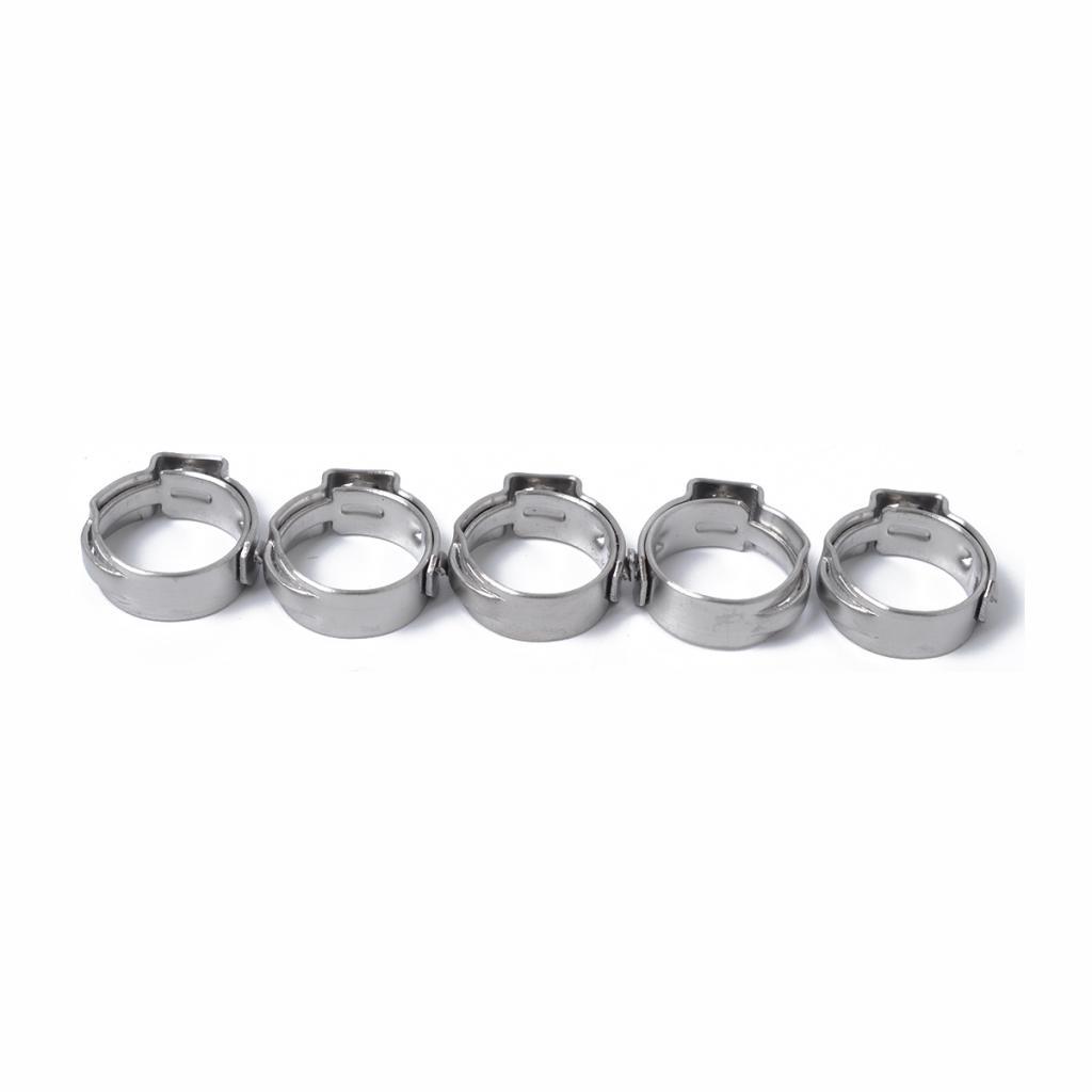 10 Pieces Stainless Steel Single Ear Hose Clamps 8.8mm-10.5mm Adjustable