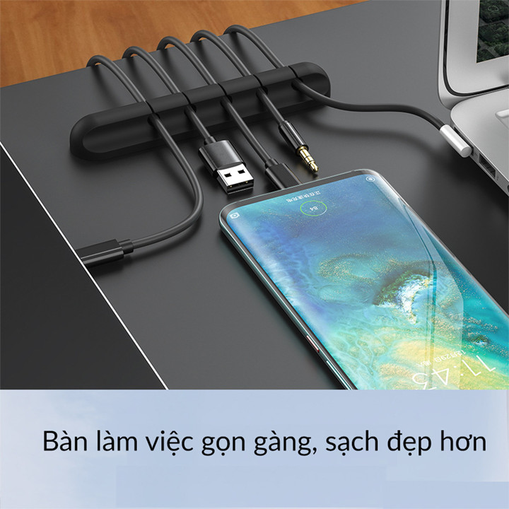 Hình ảnh Phụ kiện giữ dây cáp sạc Giá Silicon mini cố định dây cáp sạc cho các thiết bị điện tử trên bàn làm việc - Hàng chính hãng