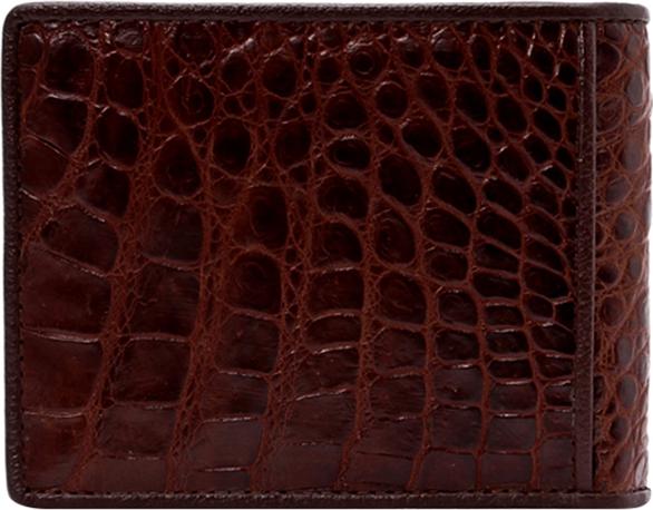 Ví Nam Da Cá Sấu Gù Đầu Huy Hoàng HT2214 (12.5 x 10 cm) - Nâu Đỏ