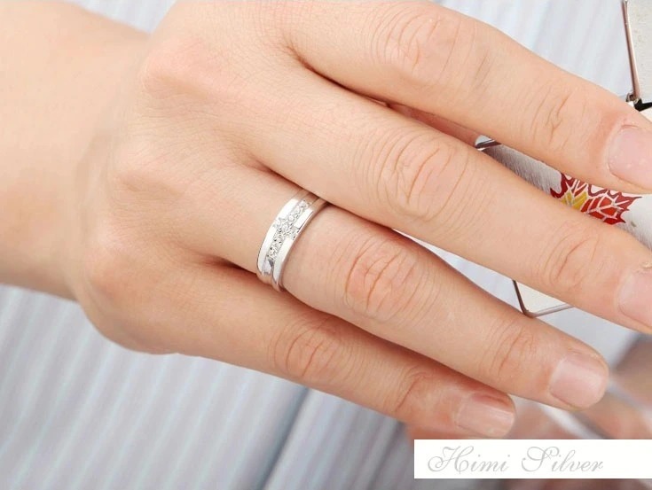 Nhẫn Đôi Bạc Nhẫn Cặp Ngập Ngừng - BẠC HIỂU MINH NC617