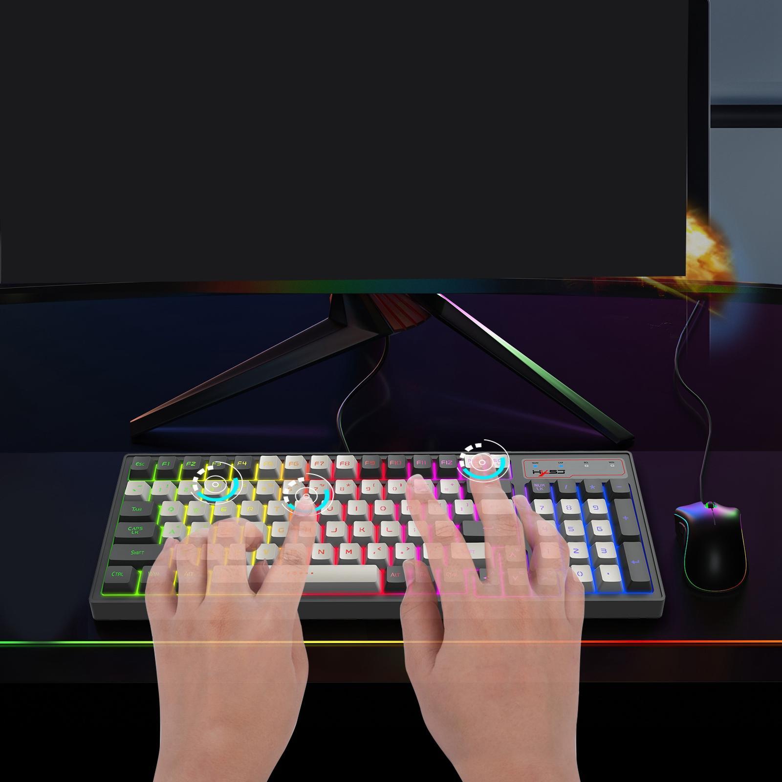 Compact 96 Keys Wired Mechanical Keyboard RGB Backlight Computer Keypad