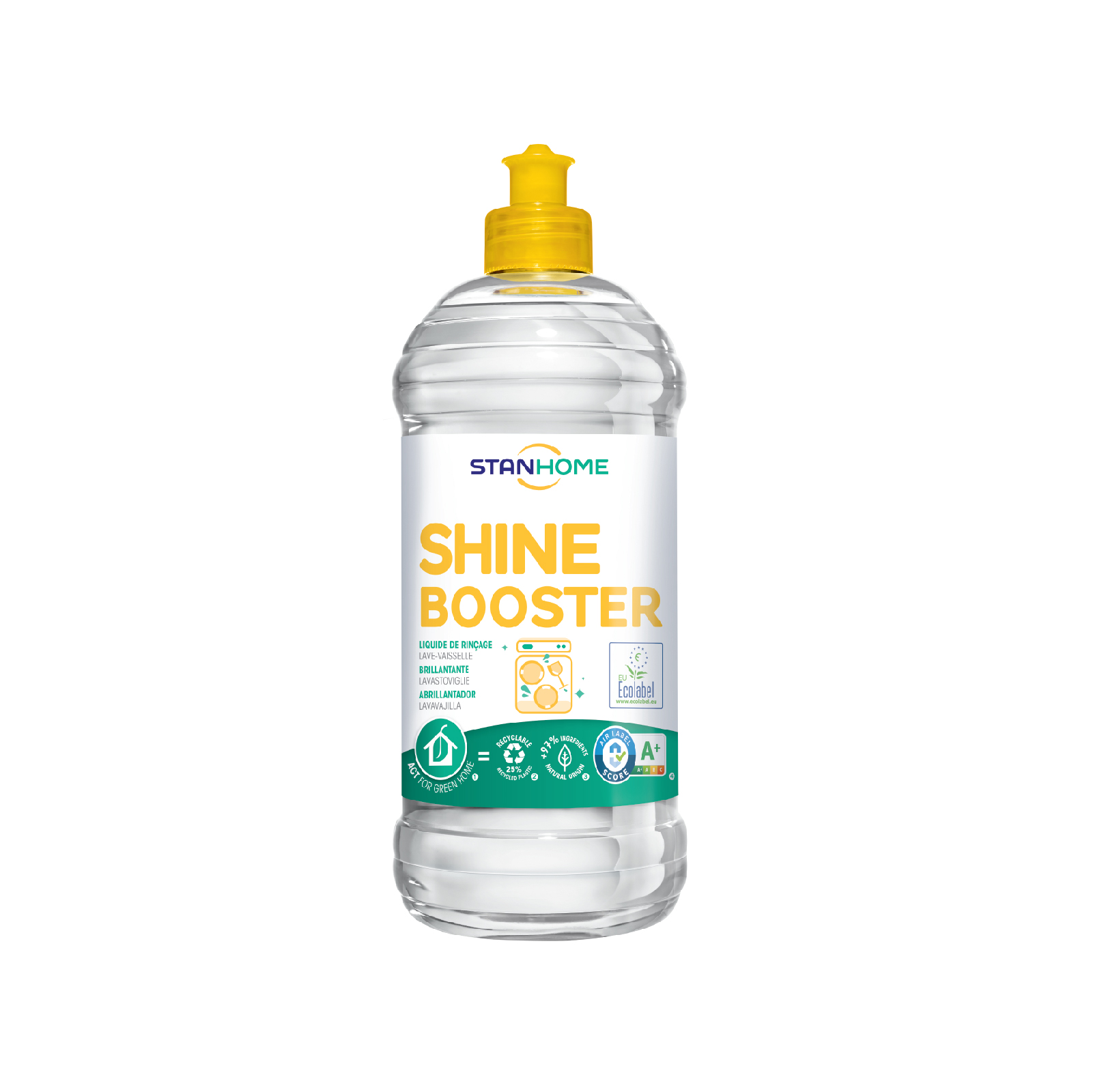 Nước làm bóng, trợ xả cho máy rửa bát Shine Booster Stanhome tiêu chuẩn Ecolabel Châu Âu 750ml/chai