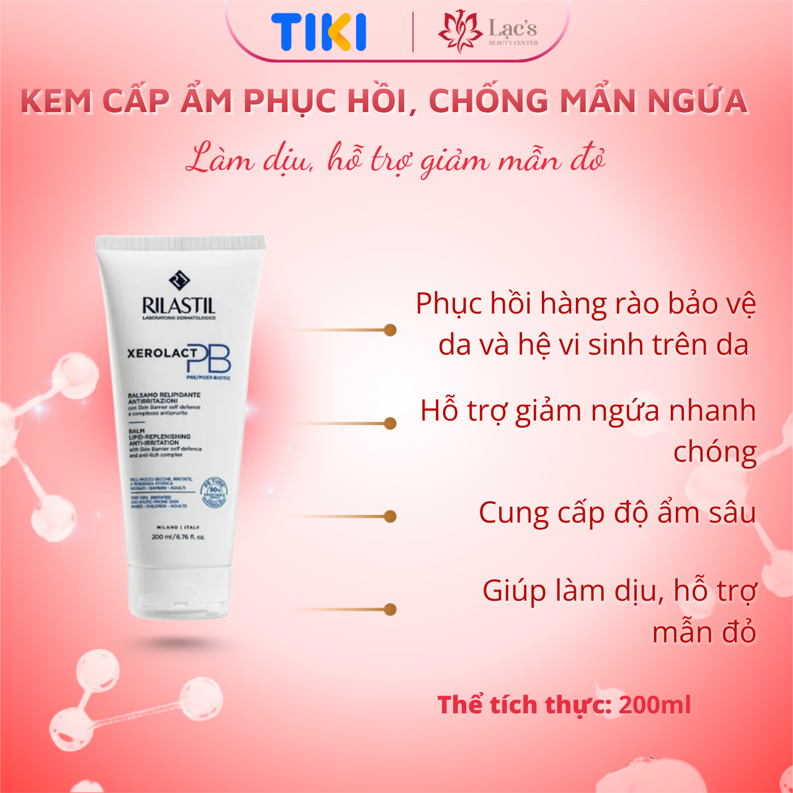 Kem Cấp Ẩm Phục Hồi, Chống Mẩn Ngứa Rilastil Xerolact PB Balm Lipid Replenishing Anti Irritation 50ml