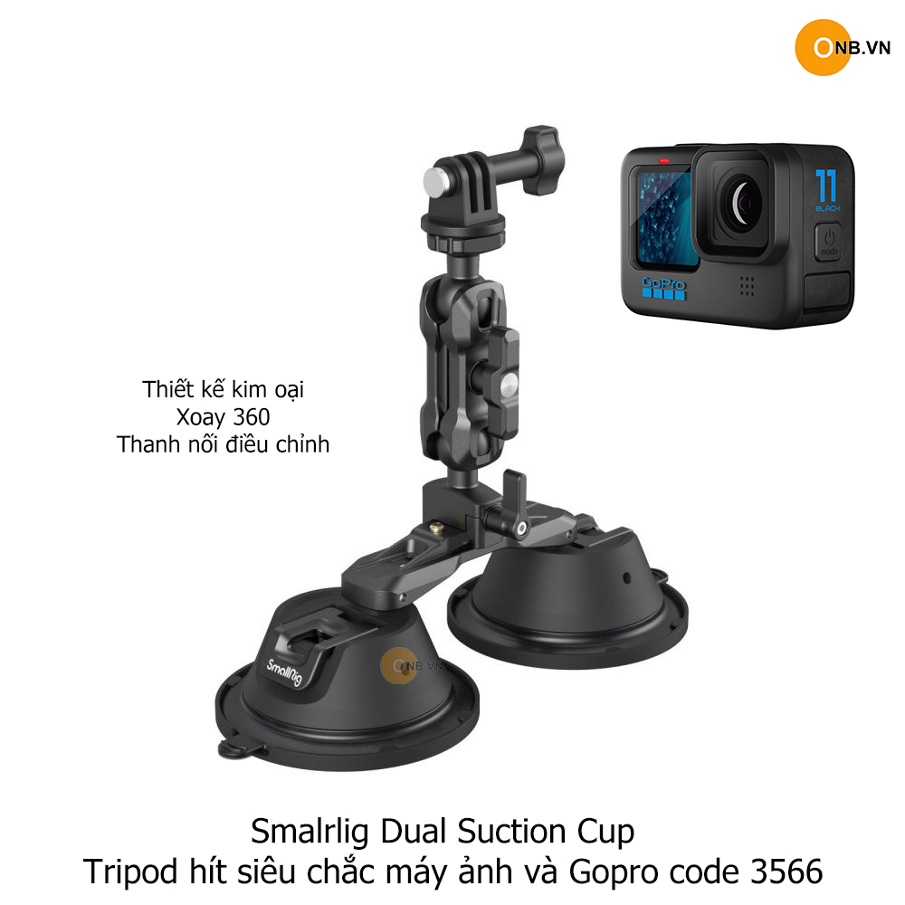 Smalrlig Dual Suction Cup Tripod hít siêu chắc máy ảnh và Gopro code 3566